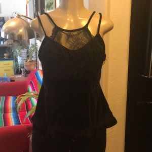 Free People black velvet and lace top
